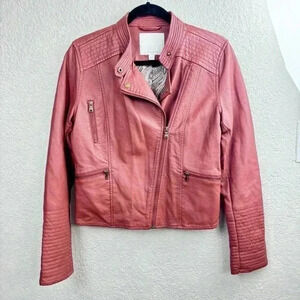 Anthropologie Vegan Leather Moto Jacket Rust Brown Women’s Size S Fall Style